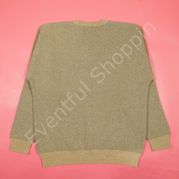 Scott & Charters Bob Hope Classic Cashmere V Neck Herringbone Sweater Brown XL - Picture 3 of 5